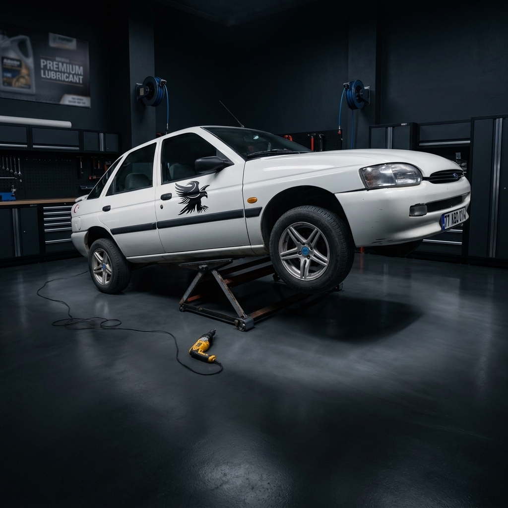 Upmoto lift ile yükseltilmiş binek araç görünümü
